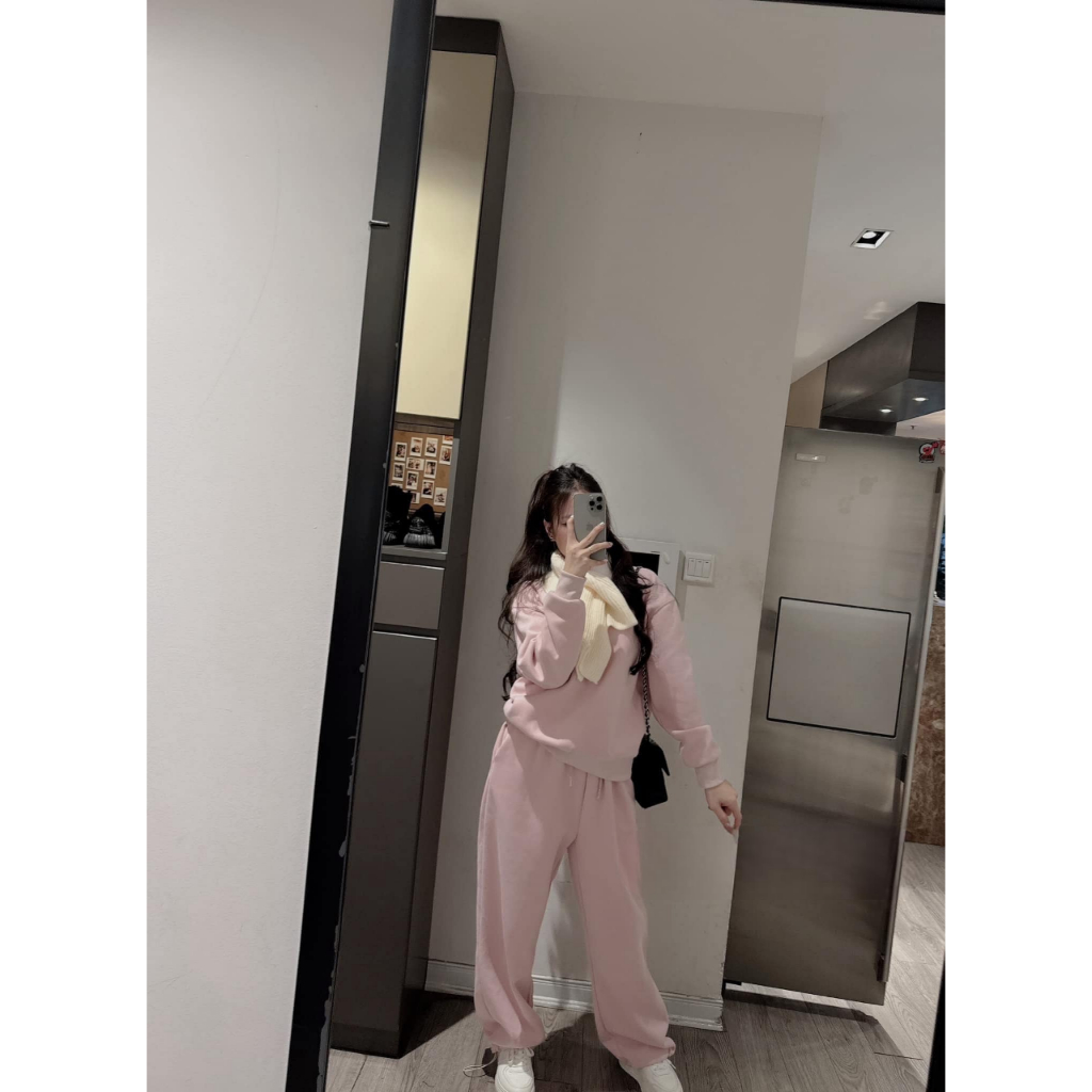 đồ bộ nữ , set đồ nữ mùa đông màu hồng dễ thương chất nỉ in hình mikey xinh xắn Donna hcom3718