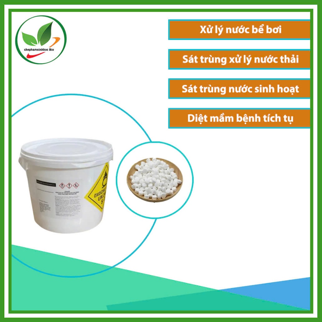 Khử trùng dạng viên Clo sủi TCCA viên sủi 2g. Xử lý nước, xử lý đáy. Xô 5kg