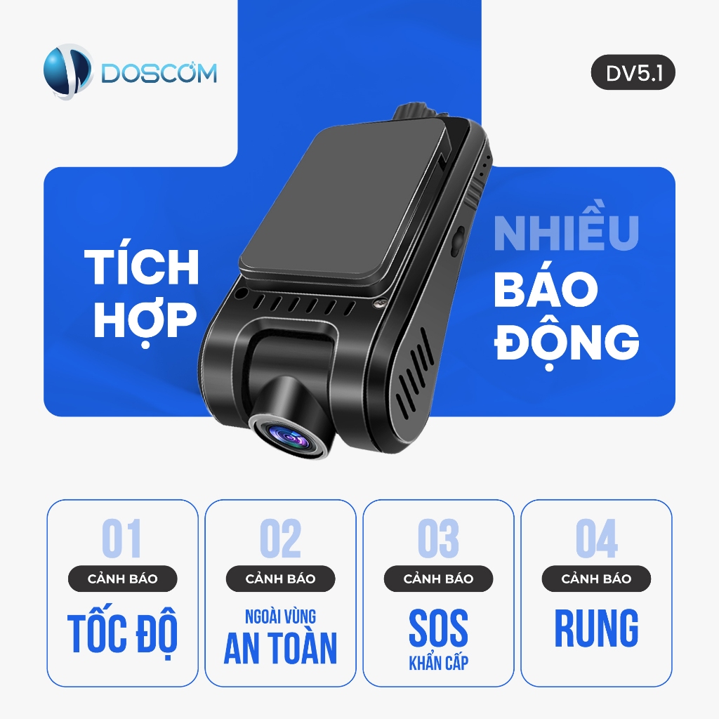 (Bảo hành 12 tháng) Camera Hành Trình 4G Tích Hợp Định Vị GPS DV5.1 Doscom - Định Vị Thời Gian Thực, nghe được âm thanh