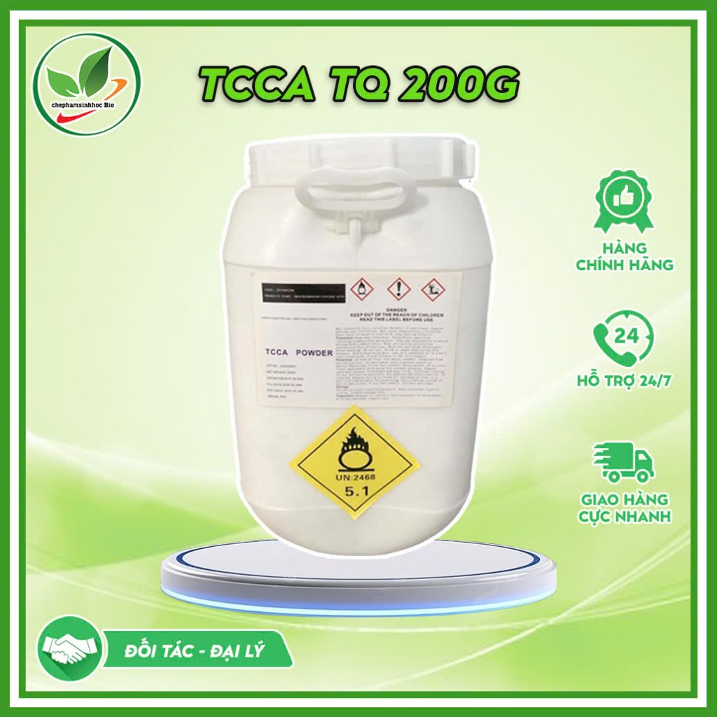 TCCA dạng bột 90% Trung Quốc xử lý nước và xử lý hồ bơi. Thùng 25kg