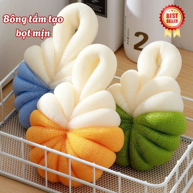 Bông Tắm Tròn Cao Cấp Nhiều Màu - Siêu Tạo Bọt Kì Cọ Tẩy Da Chết, Bông Tắm Dai, Mềm, Mịn