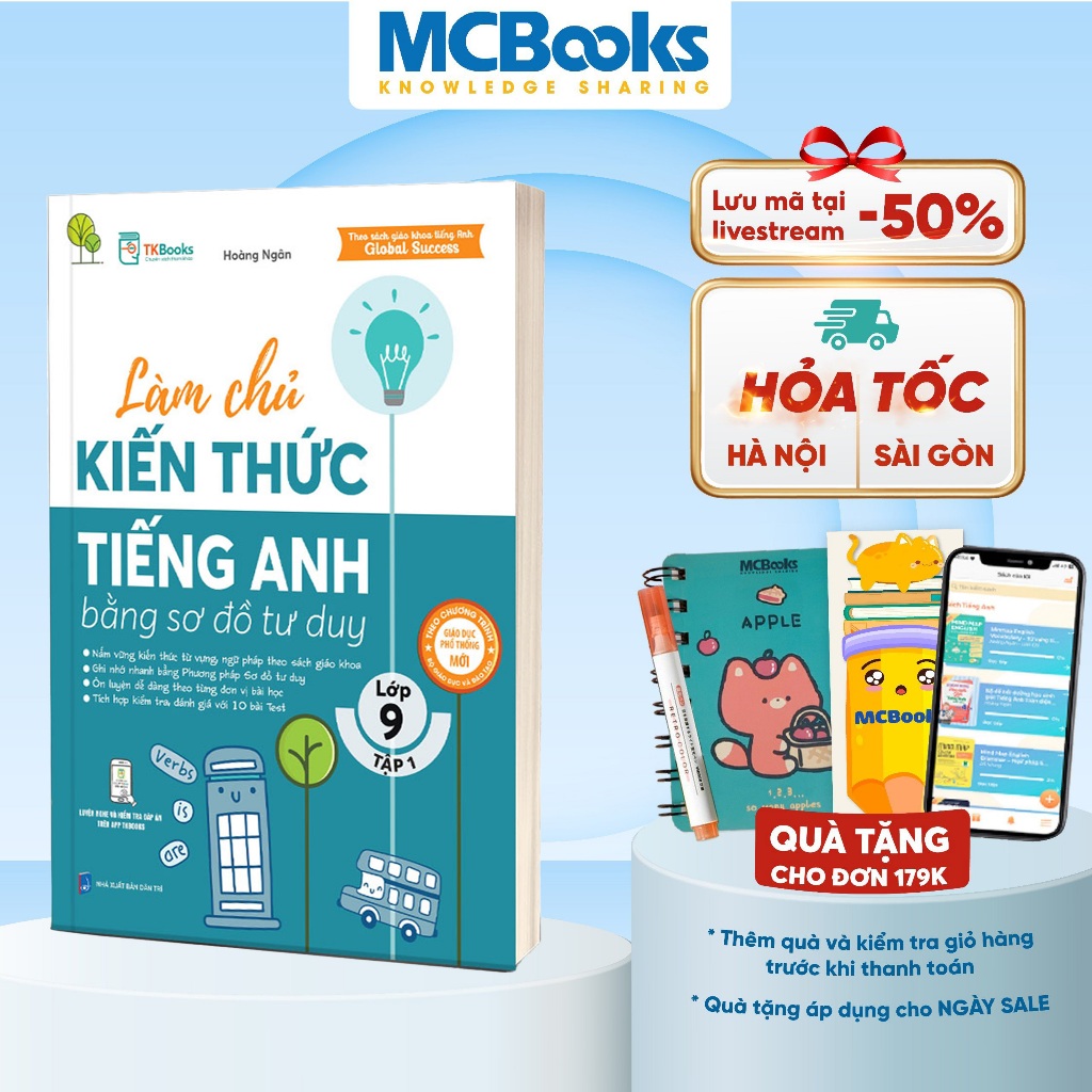 Sách - Làm Chủ Kiến Thức Tiếng Anh Bằng Sơ Đồ Tư Duy – Lớp 9 Tập 1