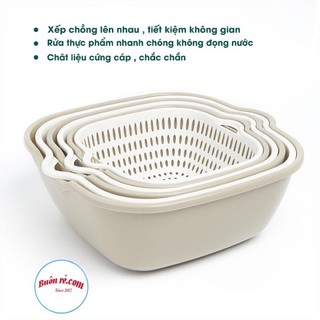 Bộ Rổ Nhựa 6 Món Kèm Chậu Cao Cấp Rổ Đựng Rau Bộ Rổ 2 Lớp  Hokori Việt Nhật
