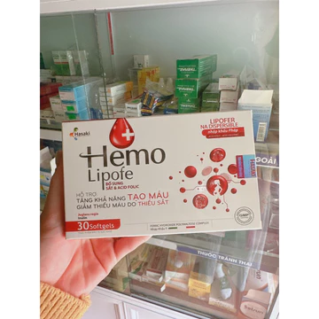 Viên uống bổ sung Sắt HEMO LIPOFE (hộp 30 viên) - hỗ trợ khả năng tạo máu, giảm thiếu máu do thiếu sắt.