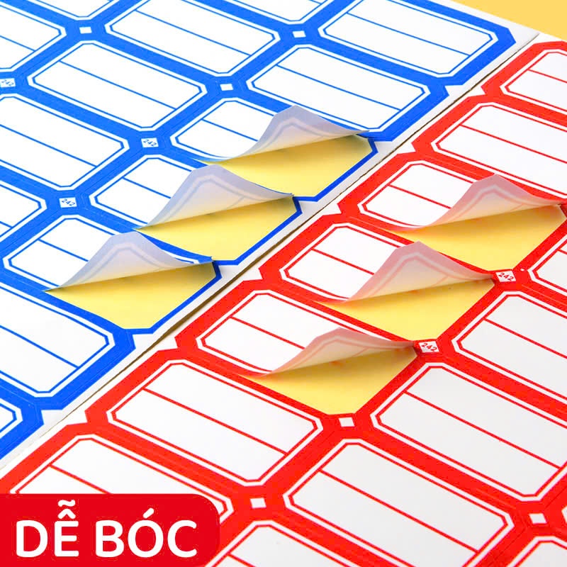 Combo 50 Tấm 4 Nhãn dán tên chống nước nhiều màu sắc - Tem dán bền đẹp giúp đánh dấu đồ vật dễ dàng