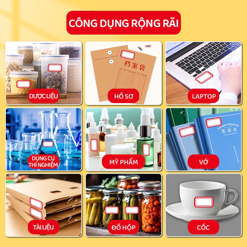 Combo 50 Tấm 4 Nhãn dán tên chống nước nhiều màu sắc - Tem dán bền đẹp giúp đánh dấu đồ vật dễ dàng