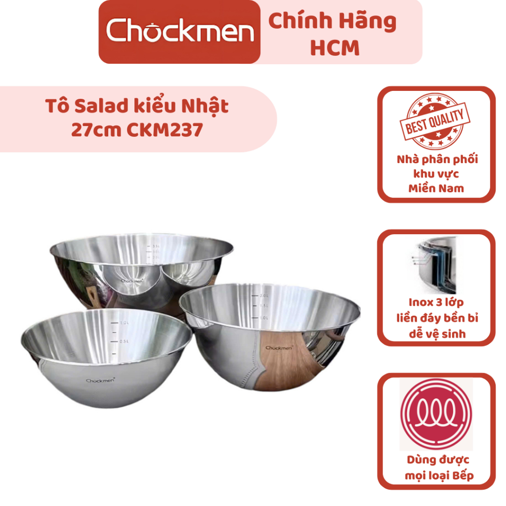 Tô inox 316 cao cấp, tô trộn salad rau củ, đựng canh, cơm 27cm CKM237 ...