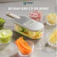 Bộ Nạo Rau Củ 6 Lưỡi Dao Kèm Khay Đựng, Dụng Cụ Bào Sợi Đa Năng Cao Cấp Tay Cầm Bảo Vệ Tiện Lợi