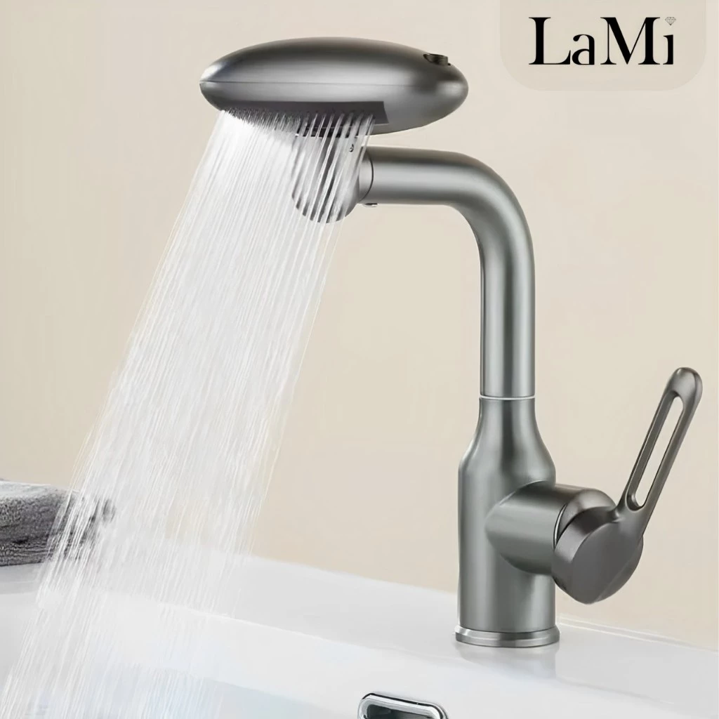 Đầu Vòi Lavabo được làm từ Nhựa ABS chịu nhiệt nóng lạnh, chống va đập và trầy xước đầu vòi có 4 chức năng nước, 1 chế độ xoay là một chức năng nước.