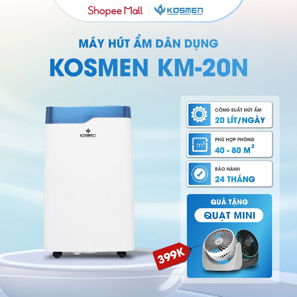 Ảnh Máy Hút Ẩm Dân Dụng Kosmen KM-20N - Thích Hợp Không Gian 80m2 - Hàng Chính Hãng Bảo Hành 24 Tháng 1