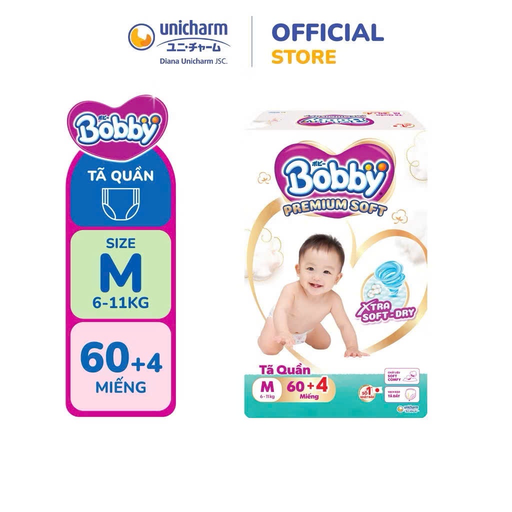 Bỉm Quần Bobby Premium Soft Chính Hãng Công Nghệ Nhật Bản Mỏng, Thấm ...