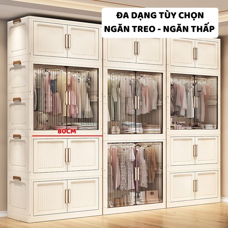 [SIÊU LỚN 85CM]Tủ Nhựa Đựng Đồ Gấp Gọn ENODA HOME, Tủ Treo Đồ Đa Năng, Có Bánh Xe Di Chuyển Thuận Tiện TUN048