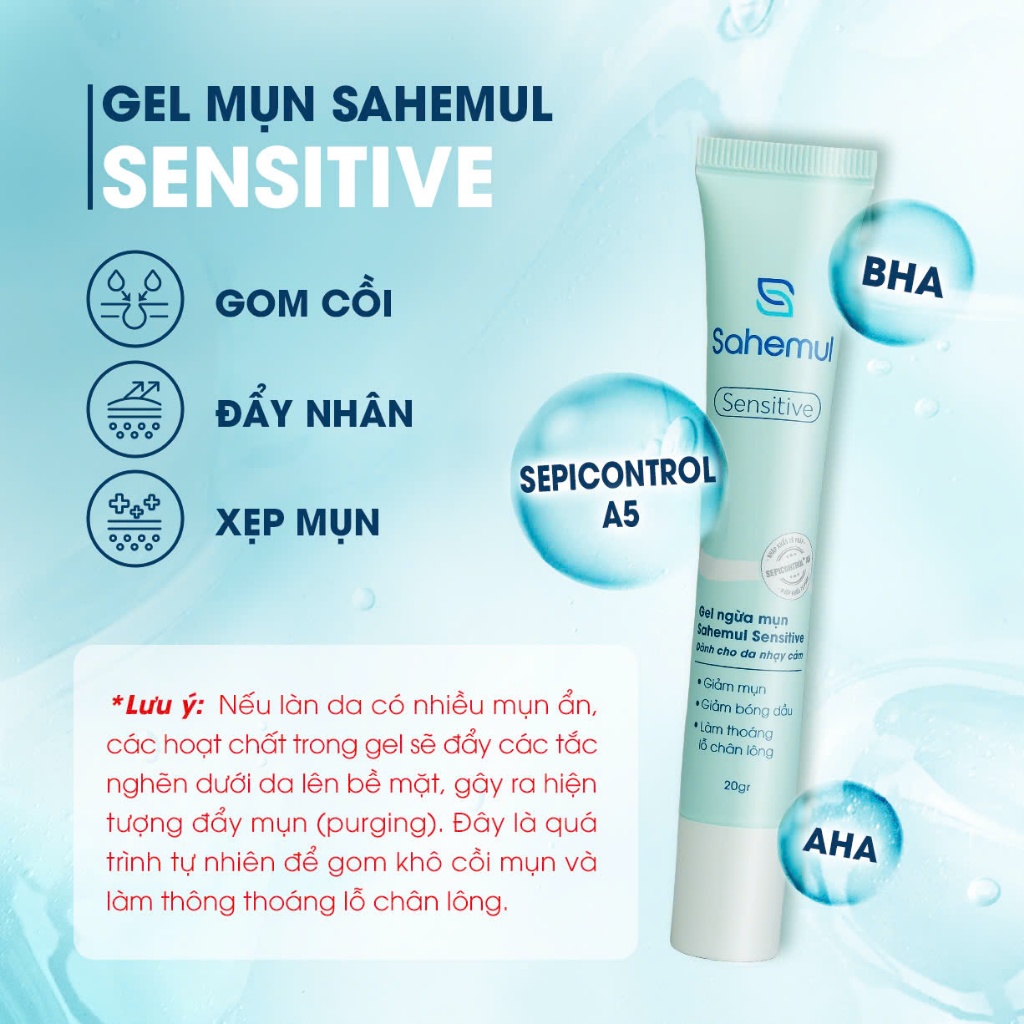 Ảnh Gel Giảm Mụn Sahemul Sensitive Chuyên Biệt Mụn Ẩn, Mụn Đầu Đen 20gr [TẶNG KEM MỤN 10GR] 1