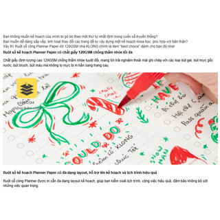 KLONG - Sổ / Ruột sổ kế hoạch Paper Planner kẹp còng A5 96 trang (48 tờ) 120/76; MS: 963 - Có bán bìa riêng không ruột