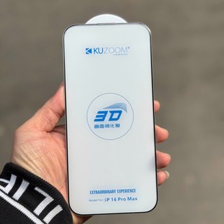 [ Ko Lẹm Viền ] Kính Cường Lục Trong Suốt Viền 3D Không Lẹm Kuzoom Bảo Vệ Full Màn Hình Cho iPhone 16 Pro Max
