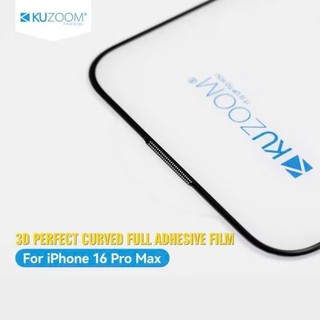 [ Ko Lẹm Viền ] Kính Cường Lục Trong Suốt Viền 3D Không Lẹm Kuzoom Bảo Vệ Full Màn Hình Cho iPhone 16 Pro Max