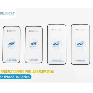 [ Ko Lẹm Viền ] Kính Cường Lục Trong Suốt Viền 3D Không Lẹm Kuzoom Bảo Vệ Full Màn Hình Cho iPhone 16 Pro Max