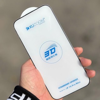 [ Ko Lẹm Viền ] Kính Cường Lục Trong Suốt Viền 3D Không Lẹm Kuzoom Bảo Vệ Full Màn Hình Cho iPhone 16 Pro Max