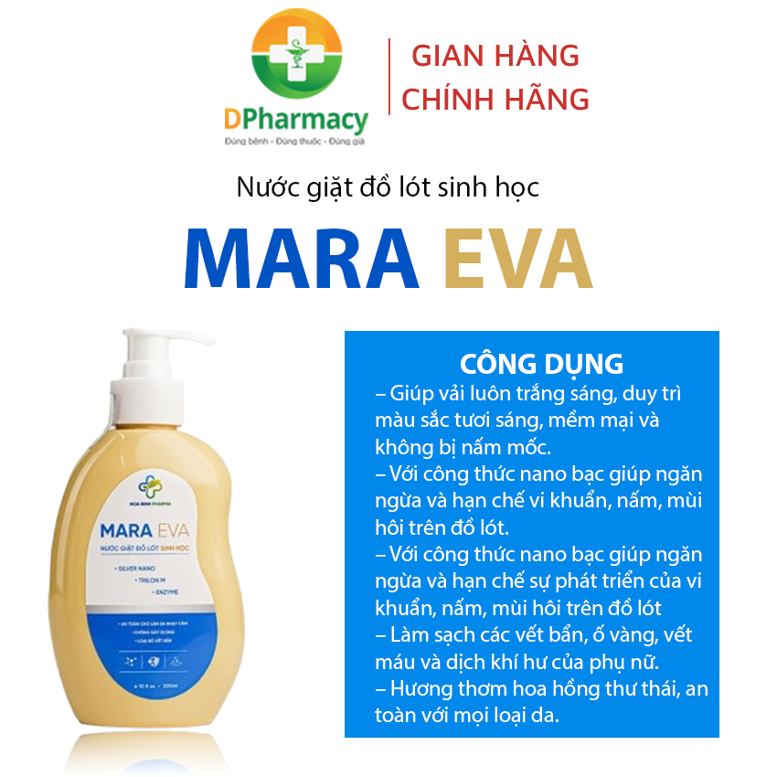 Nước giặt đồ lót sinh học Mara Eva, công thức nano bạc giúp ngăn ngừa khuẩn,nấm