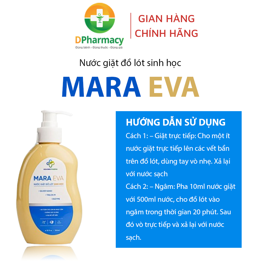 Nước giặt đồ lót sinh học Mara Eva, công thức nano bạc giúp ngăn ngừa khuẩn,nấm