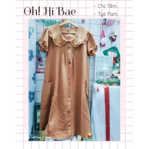 Đầm babydoll thêu hoa có túi (sẵn)