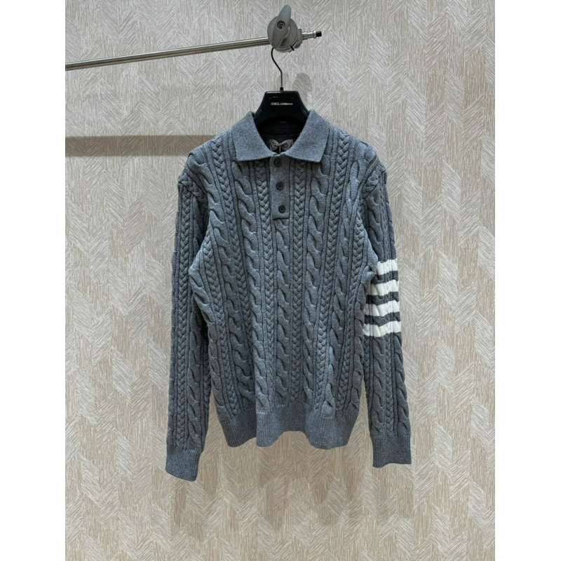 ⚡️[Hight Quality] Áo Polo Len Dài Tay 1h1on Br Cashmere Swearshirt - Điểm Nhấn 4 Vạch Thêu Cao Cấp Nam Nữ Qccc