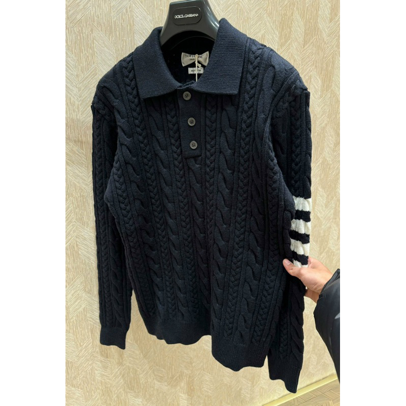 ⚡️[Hight Quality] Áo Polo Len Dài Tay 1h1on Br Cashmere Swearshirt - Điểm Nhấn 4 Vạch Thêu Cao Cấp Nam Nữ Qccc