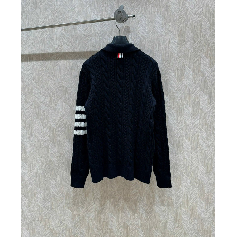 ⚡️[Hight Quality] Áo Polo Len Dài Tay 1h1on Br Cashmere Swearshirt - Điểm Nhấn 4 Vạch Thêu Cao Cấp Nam Nữ Qccc