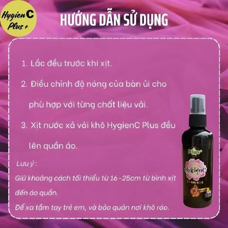 Combo 5 Chai Xịt Xả Vải Khô HygienC Plus 100ml Giữ Hương Thơm Lâu Trên Quần Áo.