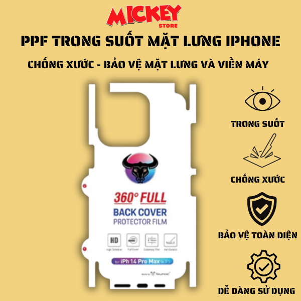 Miếng dán PPF trong suốt mặt sau full viền dành IPhone 17Promax 17Pro 17Air 17 11 12 13 14 15 16Seri