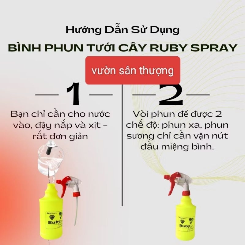 Bình Tưới Tổng Thể Tích 1l Ruby, Tưới Cây, Rau, Củ, Quả, Cây Cảnh, Xịt Nước Đa Công Dụng, Màu Ngẫu Nhiên