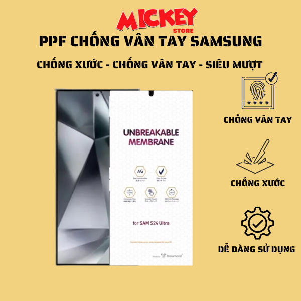 Miếng dán PPF mặt trước nhám chống vân tay s22ultra s23ultra s20plus s21plus s20 s21 not20ultra