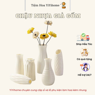 Bình Hoa Nhựa Giả Gốm Cao Cấp, Lọ Cắm Hoa Để Bàn Kẽm Nhung Handmade, Hoa Giả, Trang Trí Nhà Cửa DIY YiYihome