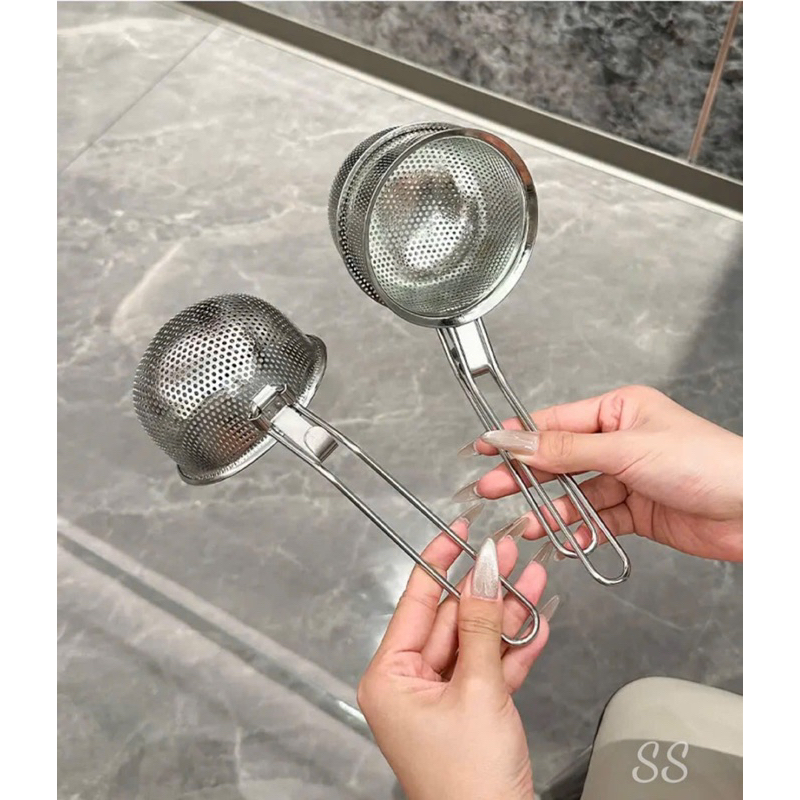 Set 2 Chiếc Rổ Nhúng Lẩu Inox 304 Có Quai Gài Tay Cầm Tiện Lợi vuông 12cm, tròn 10cm