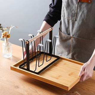 (SẴN giá dùng thử) Giá úp cốc kèm khay gỗ tre, giá úp ly kèm khay gỗ tiện lợi - Khay bình cốc sang trọng