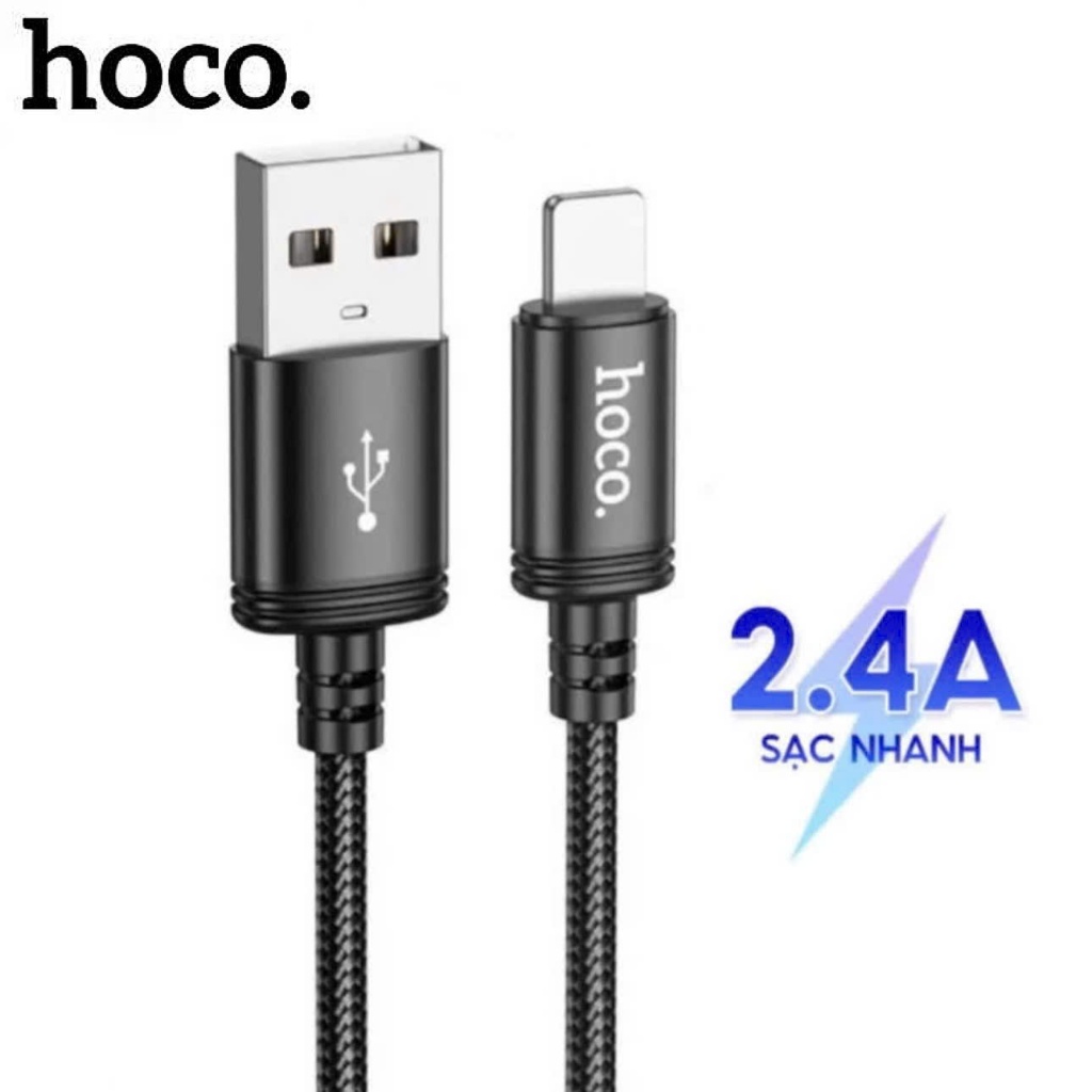 Dây sạc 2.4A Hoco dành cho máy 6 đến 14 cáp sạc dài 1m 2m … dệt nylon sợi dù chống gẫy gập