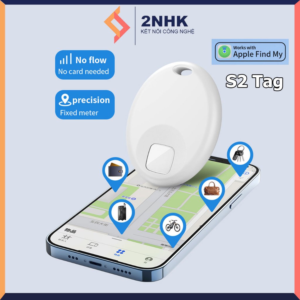 Định vị toàn cầu GPS S2 Tag giúp định vị theo dõi vị trí chìa khóa, vật ...