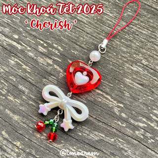 Móc Khóa 𝐂𝐡𝐞𝐫𝐢𝐬𝐡 - Móc Khóa Handmade, Dây Treo Điện Thoại, Túi Xách Màu Đỏ Dễ Thương Tết by Carem