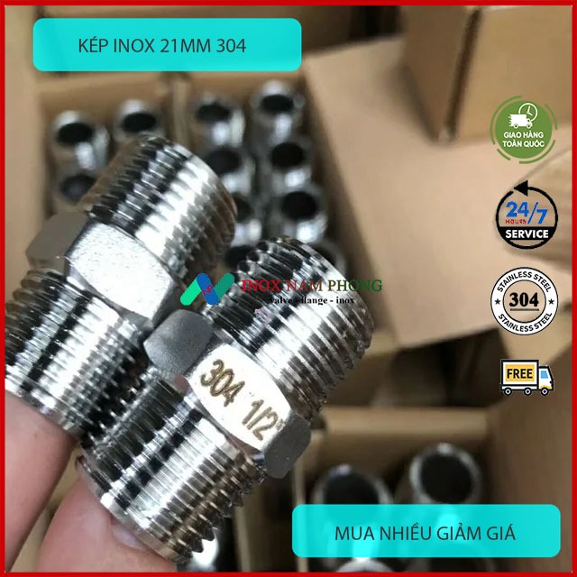 Kép bóng inox 304, hai đầu ren inox 304, giá bán sỉ 50,100,150,200 cái ...