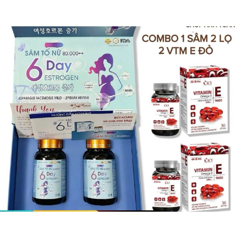 [CHÍNH HÃNG] SÂM TỐ NỮ -80.000 ++ Estrogen 6 day hổ trợ nội tiết tố (1h ...