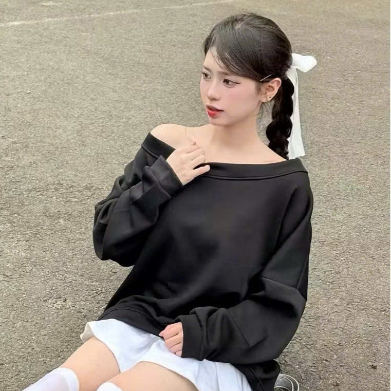 Áo Sweater Nữ Trễ Vai, Lệch Vai Vải Nỉ 2 Da Cao Cấp Mùa Thu Đông Mặc 2 Kiểu 2025 - UNISEX SSL