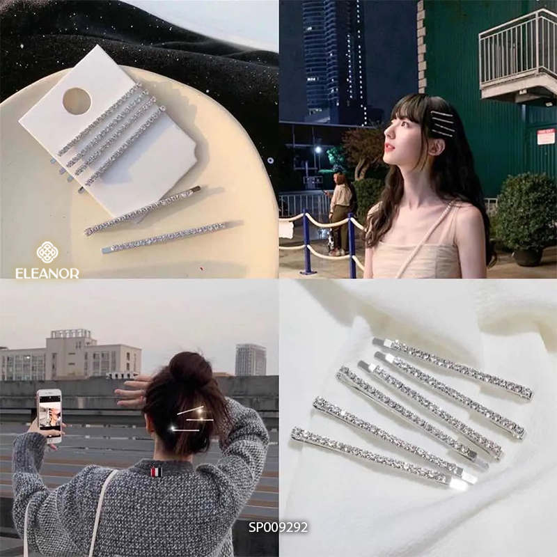 Set kẹp tóc mái nữ Eleanor Accessories đính đá lấp lánh phụ kiện tóc kẹp tăm 9292