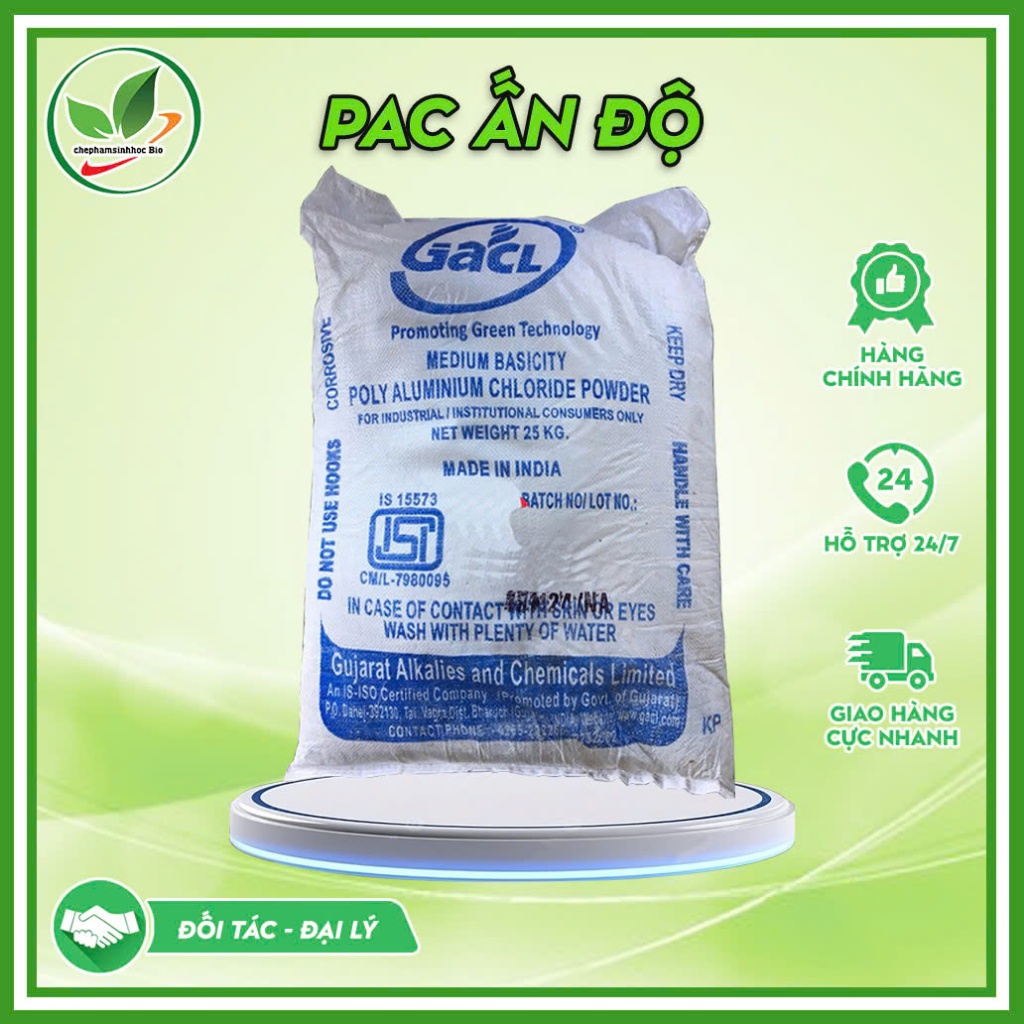 PAC Trắng, PAC Lắng Cặn Làm Trong Nước, hàng Ấn Độ bao 25kg.