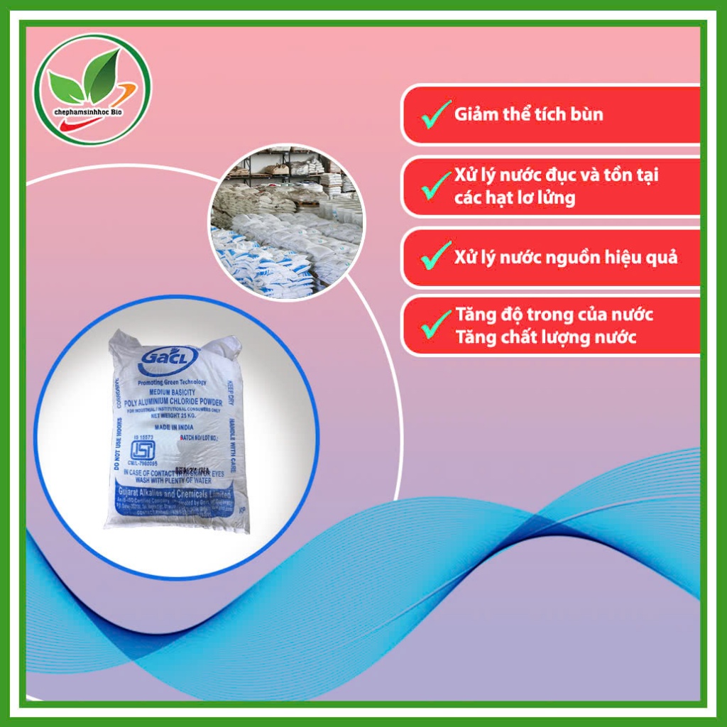 PAC Trắng, PAC Lắng Cặn Làm Trong Nước, hàng Ấn Độ bao 25kg.