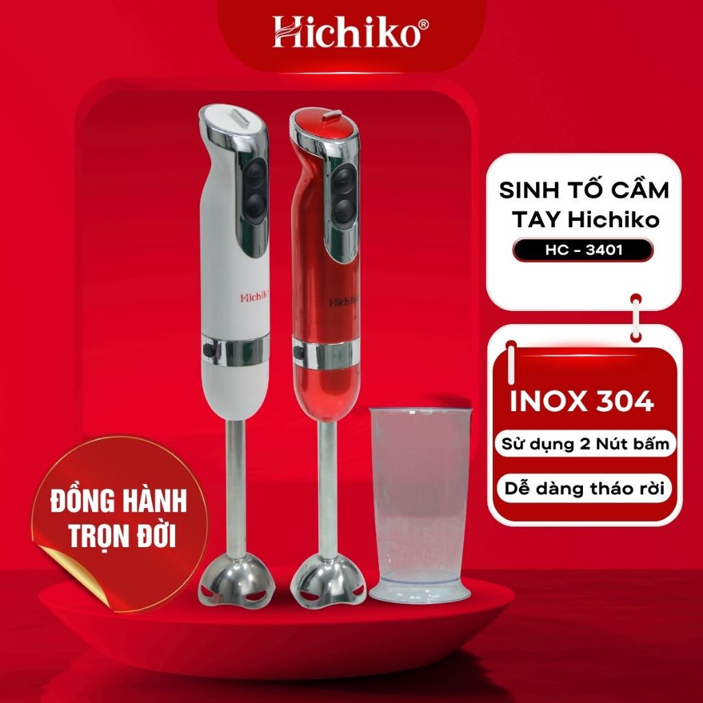 Sinh tố cầm tay Hichiko HC - 3401, Điều khiển bằng núm bấm, Tháo rời vệ sinh dễ dàng