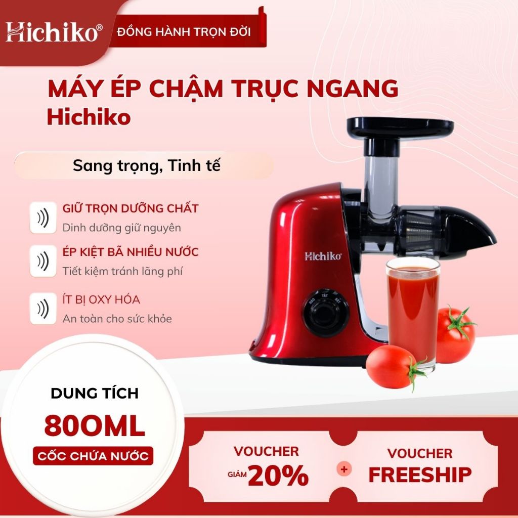 Máy ép chậm trục ngang Hichiko HC - 3405 công suất 150W, máy ép siêu kiệt bã, giữ dinh dưỡng 98%