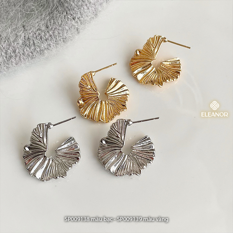 Bông tai nữ chuôi bạc 925 Eleanor Accessories họa tiết uốn lượn phụ kiện trang sức khuyên tai 9138