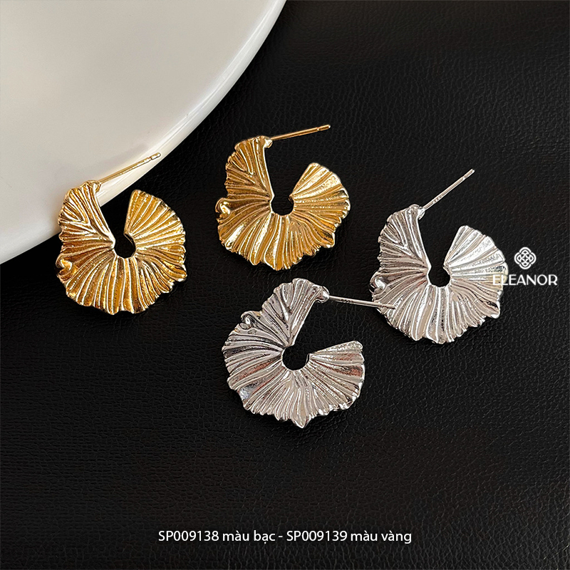 Bông tai nữ chuôi bạc 925 Eleanor Accessories họa tiết uốn lượn phụ kiện trang sức khuyên tai 9138