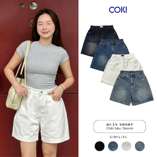 Quần Short Jean Nữ Ngố Ống Rộng Nhiều Màu Lưng Cao Basic