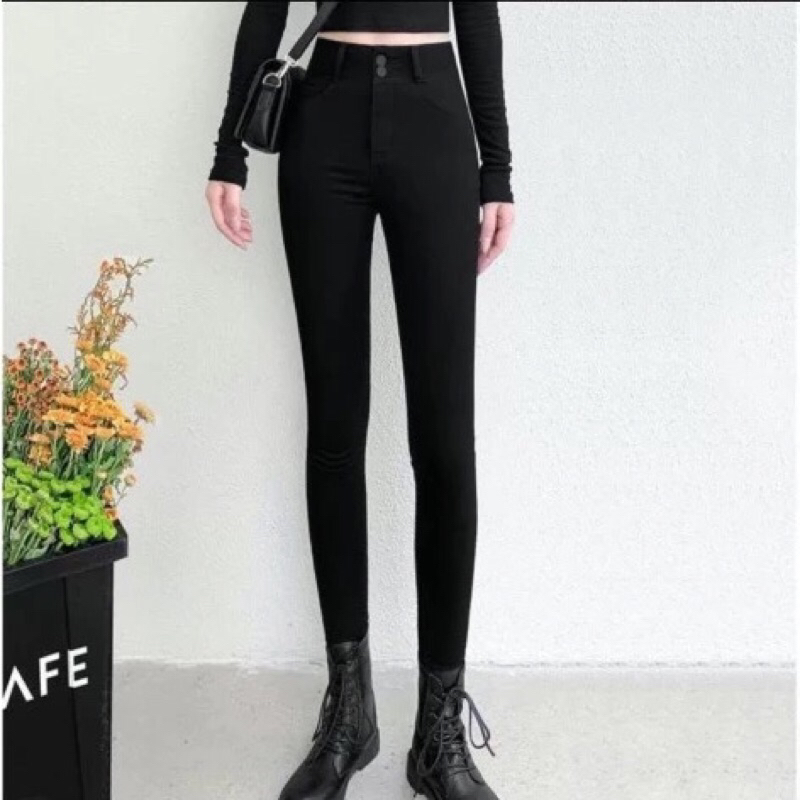 Quần Legging Cạp Cao Nữ Ôm Body 2 Khuy Hm Co Giãn Gen Bụng Nâng V3